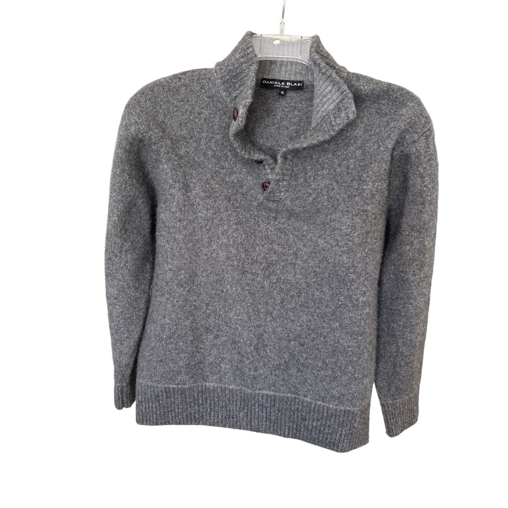 Daniele Blasi‎ men's XL gray wool blend 1/4 button sweater made in Italy
